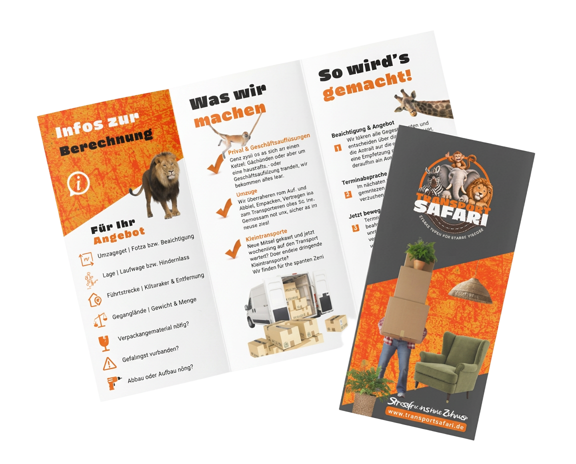 Transportsafari Flyer aufgeklappt